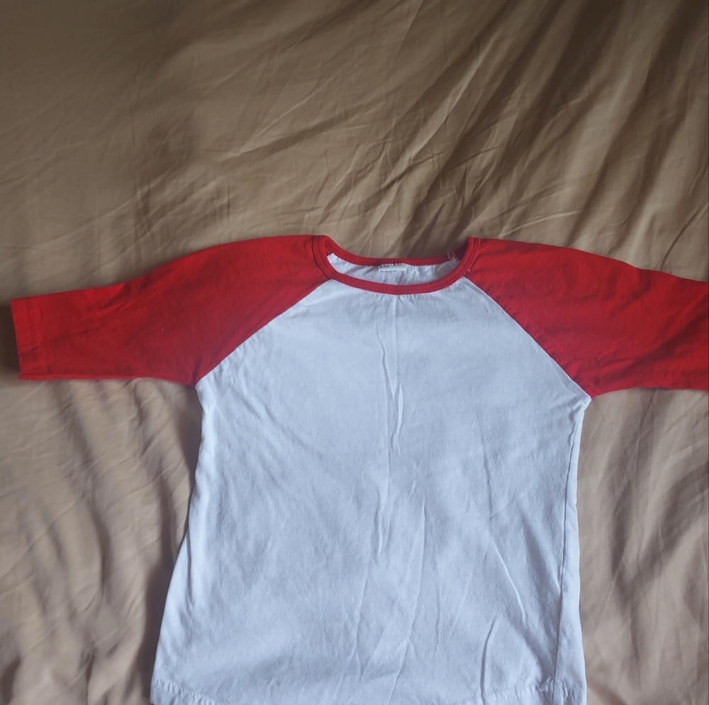 Creations Of Grace Girls 4T Baseball Shirt Half Sleeve Red,White Nwot